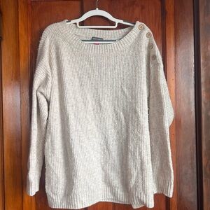 Women's Cream Sweater with Button Detail